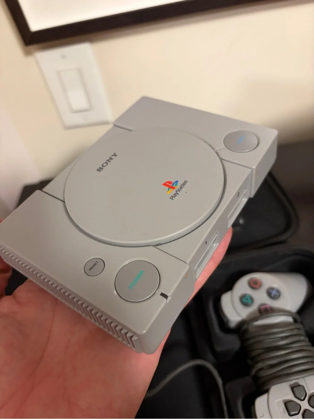 Sony PlayStation Classic Console in White with Two Wired Controllers